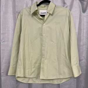 JIL SANDER Organic Cotton Button-down Lime Blouse Size 40 NWT